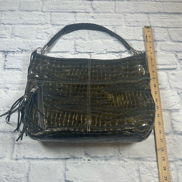 Brighton Dark Green Crocodile Embossed Hobo Bag. - Picture 7 of 10